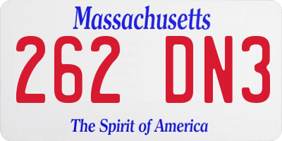 MA license plate 262DN3