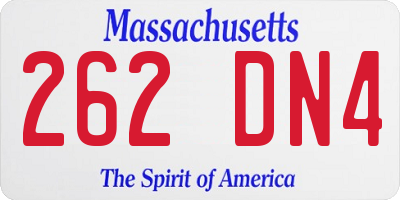 MA license plate 262DN4