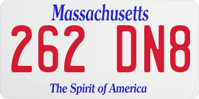 MA license plate 262DN8