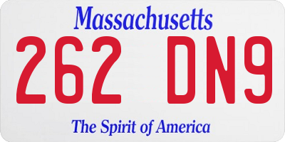 MA license plate 262DN9