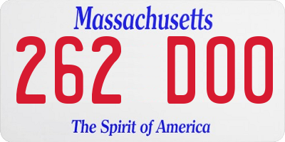 MA license plate 262DO0