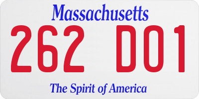 MA license plate 262DO1