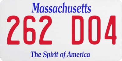 MA license plate 262DO4