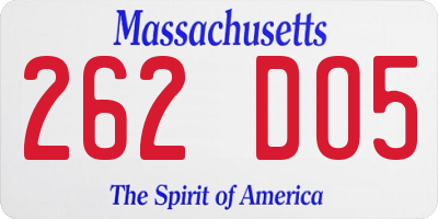 MA license plate 262DO5