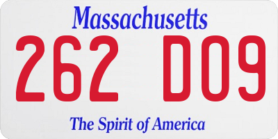 MA license plate 262DO9