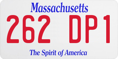MA license plate 262DP1