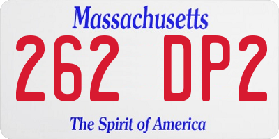 MA license plate 262DP2