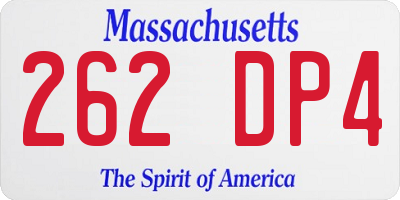 MA license plate 262DP4