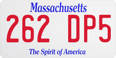 MA license plate 262DP5