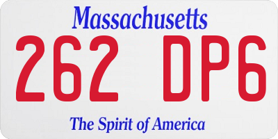 MA license plate 262DP6