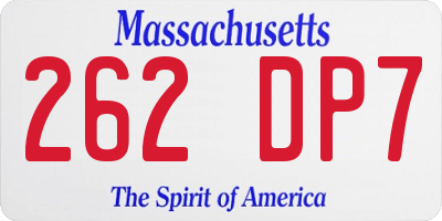 MA license plate 262DP7