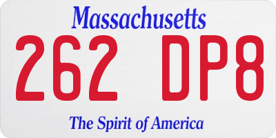 MA license plate 262DP8