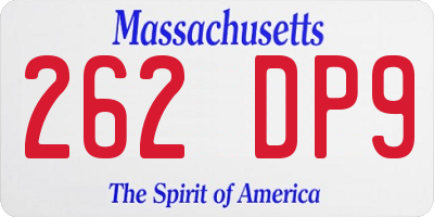 MA license plate 262DP9