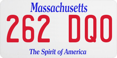 MA license plate 262DQ0