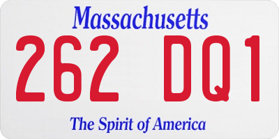 MA license plate 262DQ1