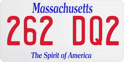 MA license plate 262DQ2