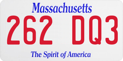 MA license plate 262DQ3