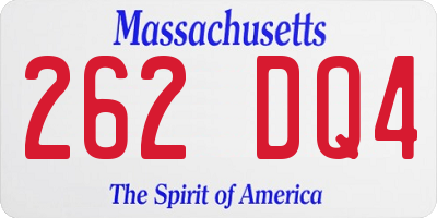 MA license plate 262DQ4