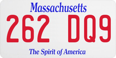 MA license plate 262DQ9