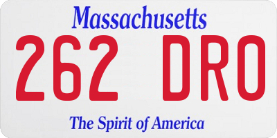 MA license plate 262DR0