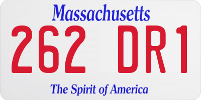 MA license plate 262DR1