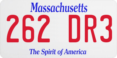 MA license plate 262DR3
