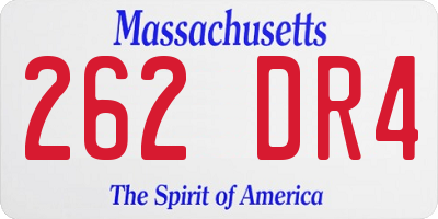 MA license plate 262DR4