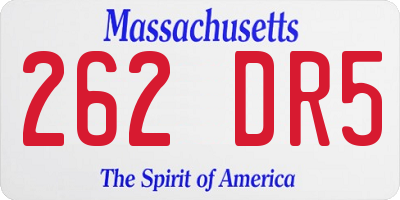 MA license plate 262DR5