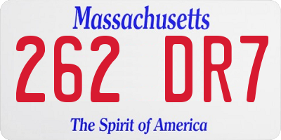 MA license plate 262DR7