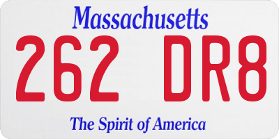 MA license plate 262DR8