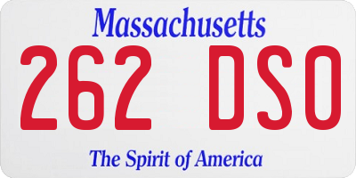 MA license plate 262DS0