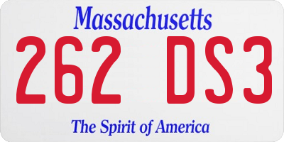 MA license plate 262DS3