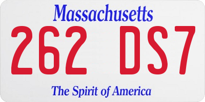 MA license plate 262DS7