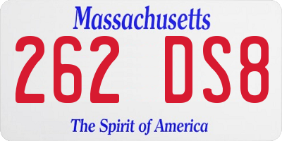 MA license plate 262DS8