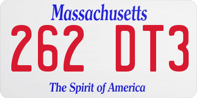 MA license plate 262DT3