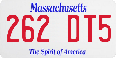 MA license plate 262DT5