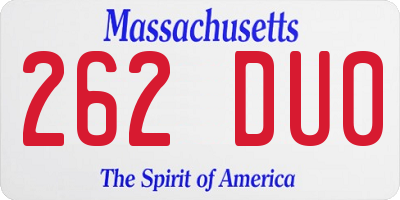 MA license plate 262DU0