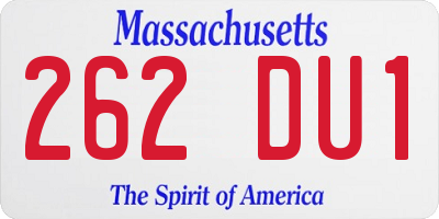 MA license plate 262DU1