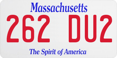 MA license plate 262DU2