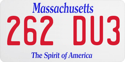 MA license plate 262DU3