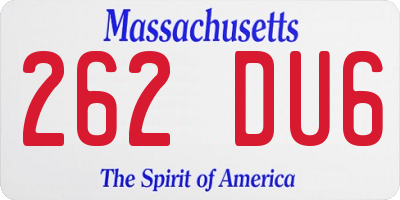 MA license plate 262DU6