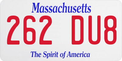 MA license plate 262DU8