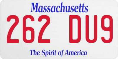MA license plate 262DU9