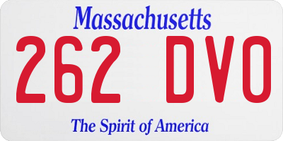 MA license plate 262DV0