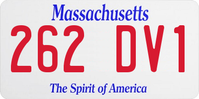 MA license plate 262DV1