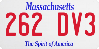 MA license plate 262DV3