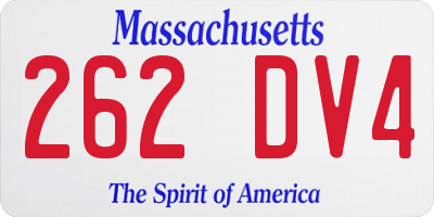 MA license plate 262DV4
