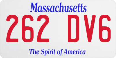 MA license plate 262DV6