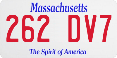 MA license plate 262DV7