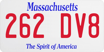 MA license plate 262DV8